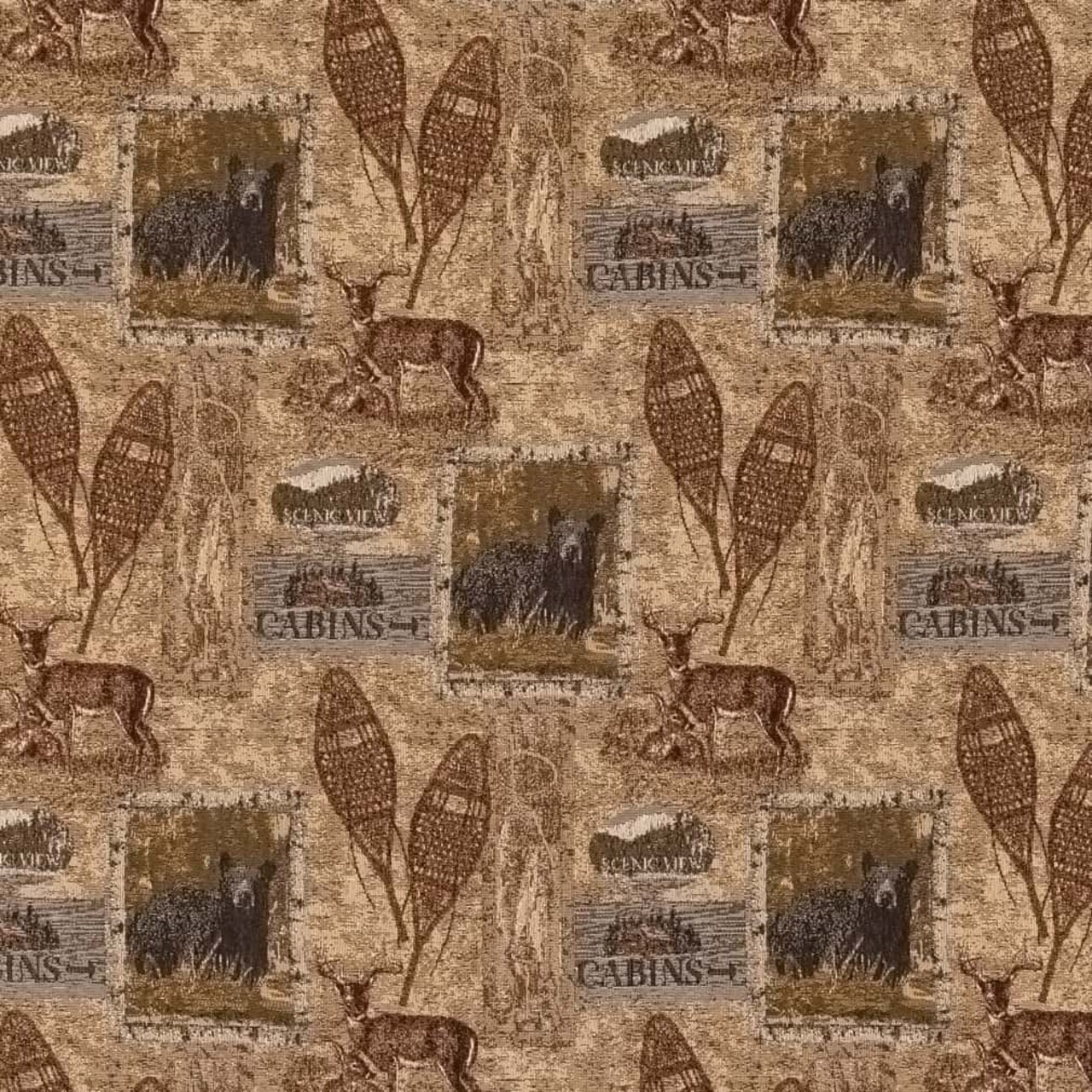 Cabin Pine - Beige & Taupe,Brown Novelty Upholstery Fabric 54 Inches"